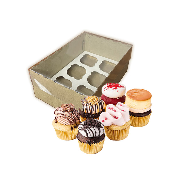 Caja CUPCAKE x6 microcorrugada marrón - 17.5x26.5x10cm