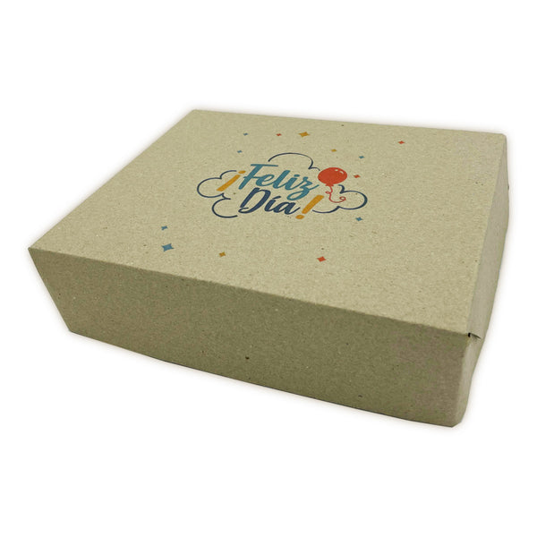 Caja microcorrugada 22x18x6cm - 1/2kilo diseño feliz día - Pack x20