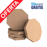 Caja para pizza marrón octogonal | 35 x 35 x 4,5 - Pack x80