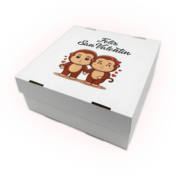 Caja plus MONITO PARADOS blanca - 2 medidas - Pack x10