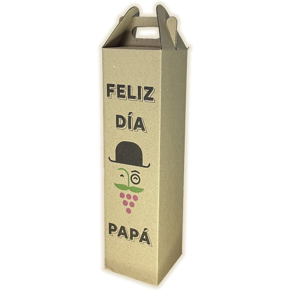 Caja Dia del Padre VINO microcorrugada marrón - 9x9x34 cm