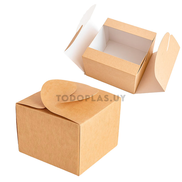 Caja CIERRE FLOR marrón - 9x9x7 cm