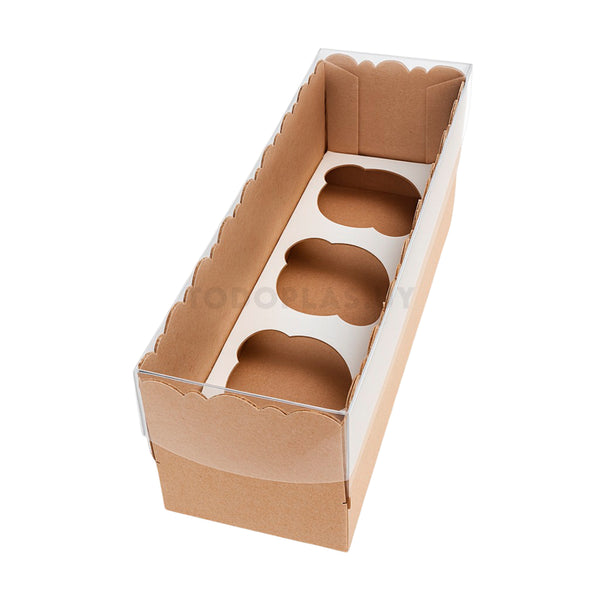 Caja CUPCAKE x3 microcorrugada marrón - 26x10x8 cm