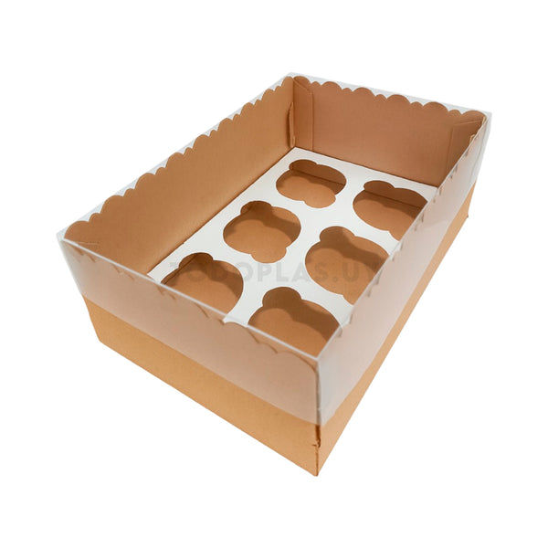 Caja CUPCAKE x6 microcorrugada marrón - 17.5x26.5x10cm