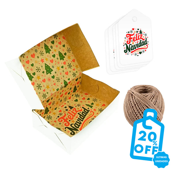 Combo 10 Cajas Masas 1/4 Kg - Multiuso - 18x12x6 + 10 Tags Decorativos + 1 Rollo Hilo Cometa - Pack x10