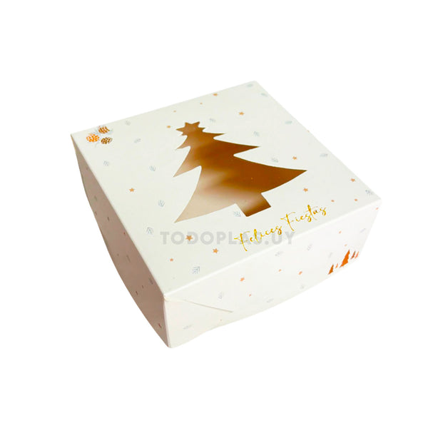 Caja Cookie Felices Fiestas Arbolito - 12,5x12,5x5cm