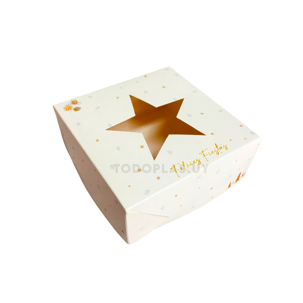 Caja Cookie Felices Fiestas Estrella - 12,5x12,5x5cm