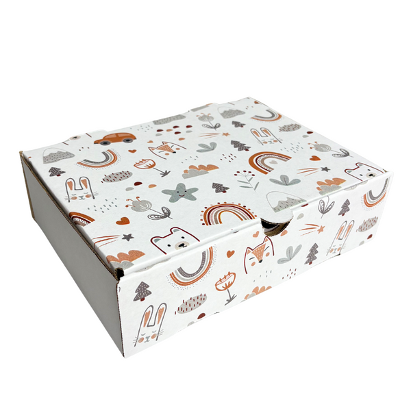 Caja BOSQUE microcorrugada Blanca 24x18x6,5 cm - Pack x25