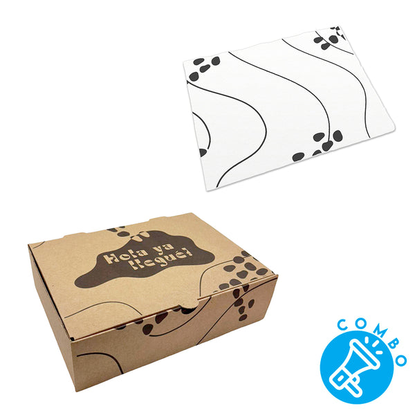 Combo caja marrón Emprendedor #1 - 28x20x8cm + sulfito combinado - Pack x10