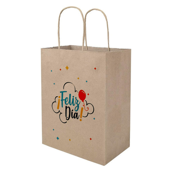 Bolsa de papel 26x35 marrón - Feliz día - Pack x20