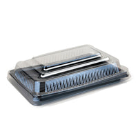 Bandeja sushi base negra con tapa separada - 15x10x4 cm