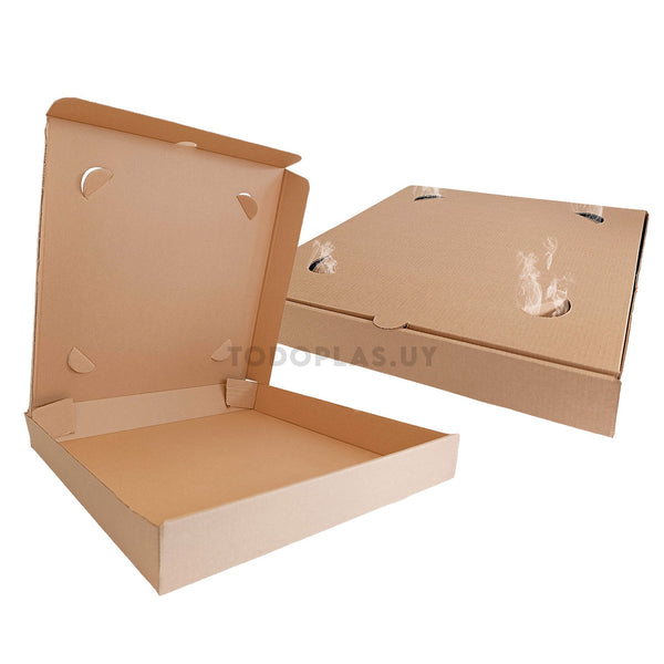 Caja de pizza marrón ventilada 32x32x4.5cm