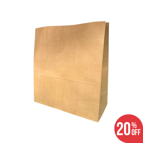 Bolsa de papel kraft marrón Grande | 32x35 (14 fuelle) X100 unidades