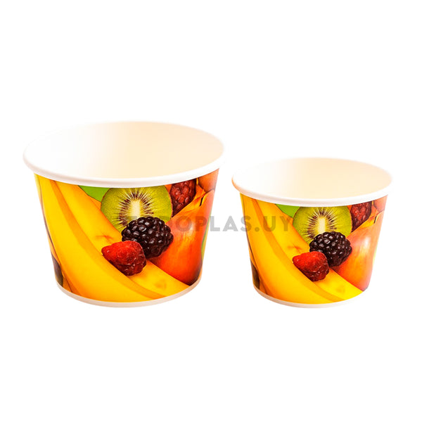 Pote polipapel para helado con diseño frutal - 120/240ml