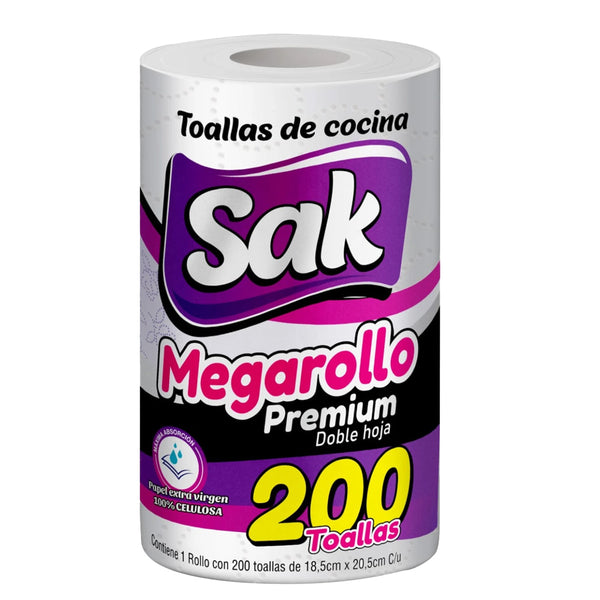 Papel absorbente de cocina - 200 toallas doble hoja - Pack x12