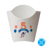 Estuche Papas Fritas Papel Reciclado Cumpleaños Infantiles - Nombre y Número Personalizado - Pack x20