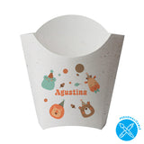 Estuche Papas Fritas Papel Reciclado Cumpleaños Infantiles - Nombre y Número Personalizado - Pack x20