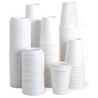 Vaso de polipapel blanco para café con tapa 180/240/360ml - Pack x50
