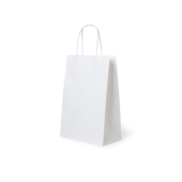 Bolsa de Papel Offset Blanca 15x22 (7 fuelle) cm con asa