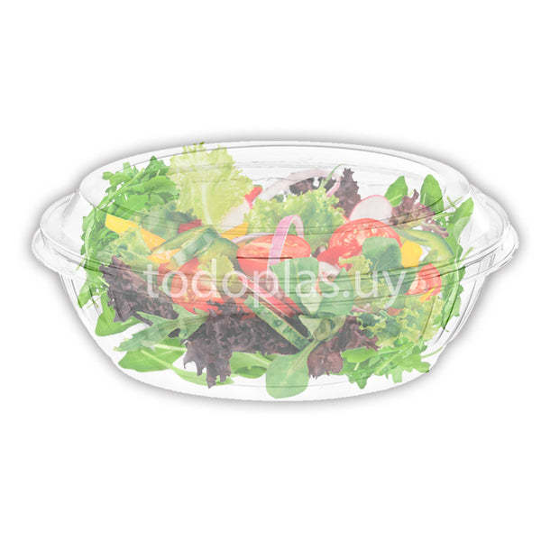 Ensaladera bowl transparente con tapa - 1000/1400ml